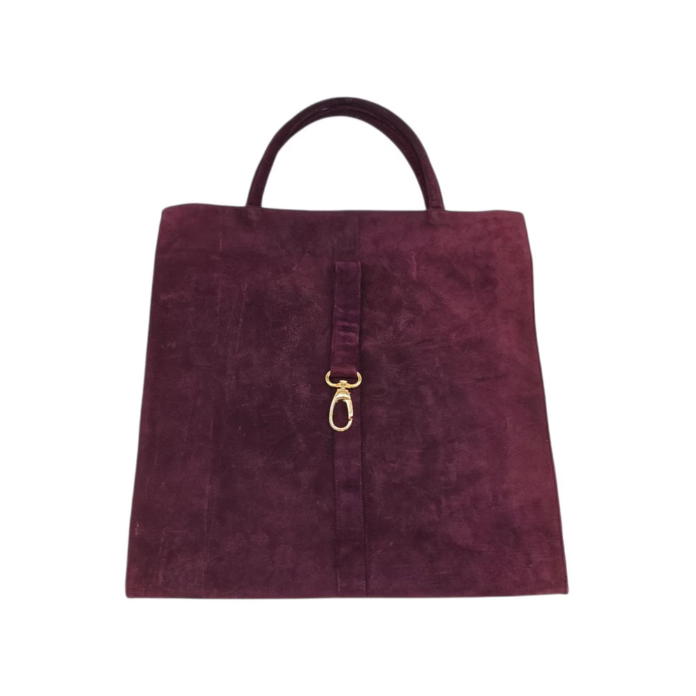 TOCCA Vintage Burgundy Suede Tote Bag Womens Shoulder Handbag Gold Clasp USA